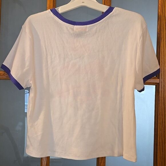 Poppi Soda White Purple crop top T-Shirt Womens L NWT Target Collab Graphic - Picture 4 of 12